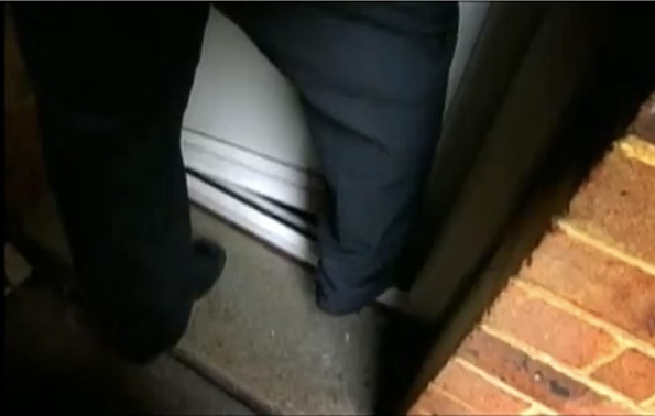 Bailiffs puts boot into the door